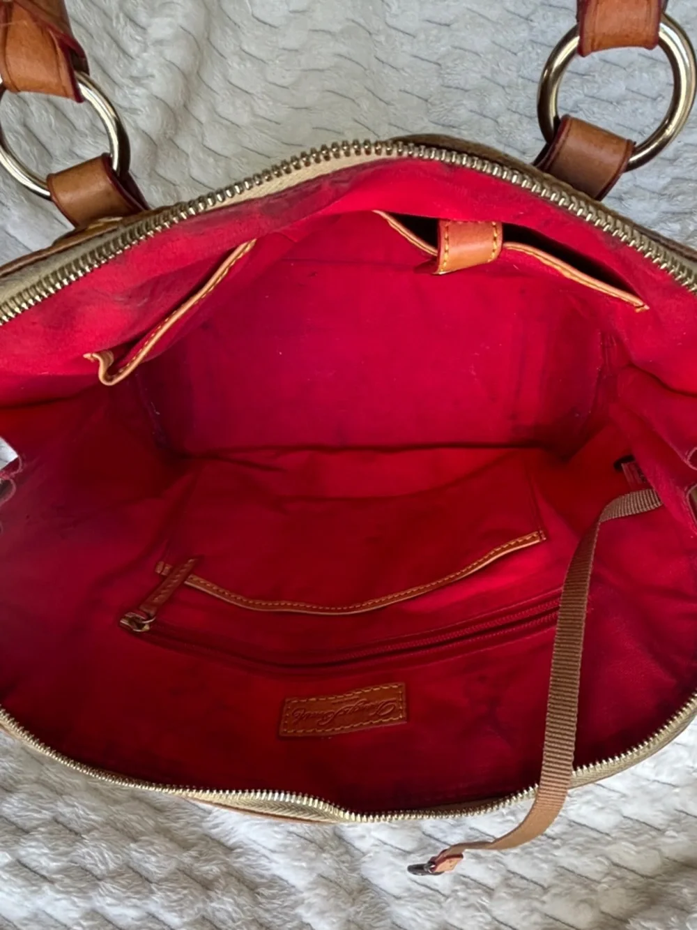Dooney & Bourke Brown Croc Embossed Leather Dome Satchel Gold Hardware